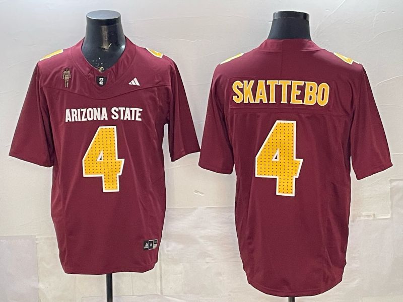 Men Arizona State Sun Devils #4 Skattebo Red 2026 NCAA Jersey 01->ncaa teams->NCAA Jersey